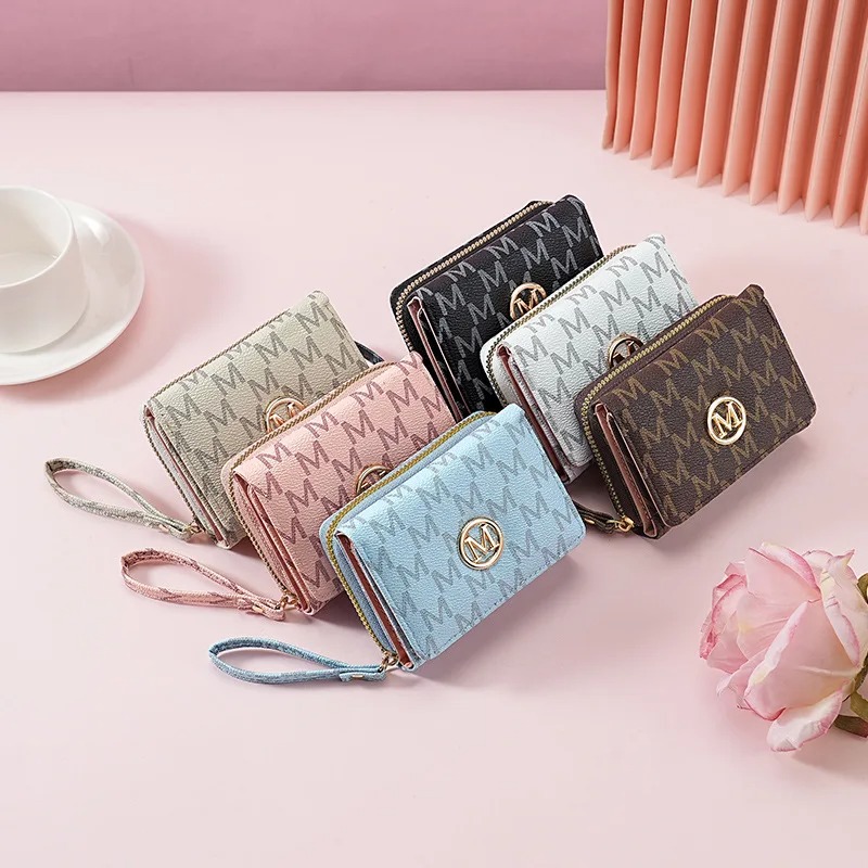 Women Bags Daily Use - Dompet Ritsleting Tiga Lipat dengan Pola
