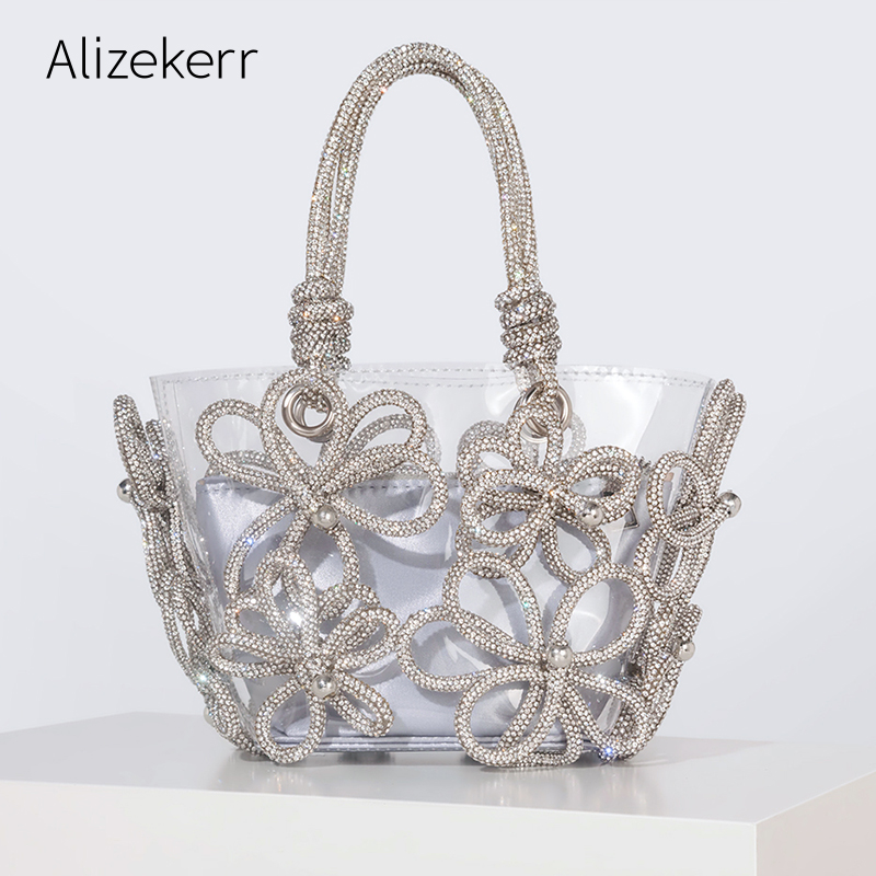Women'S Bags Holiday - Tas jinjing transparan bunga berlian wanita
