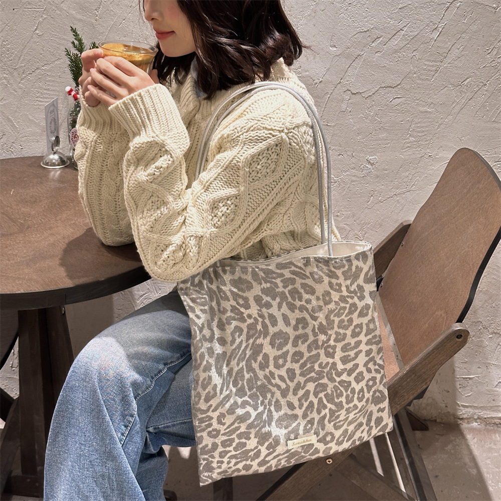 Women Bags Grey - Tas Tote Wanita Selempang Motif Leopard