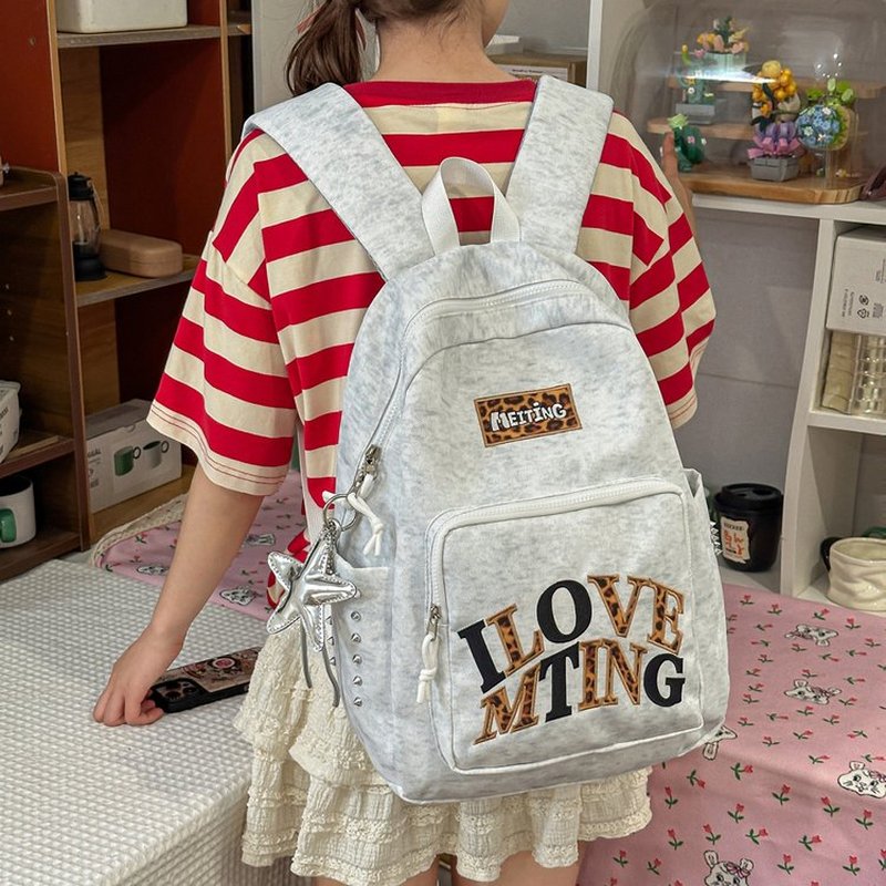 Women Bags Grey - Ransel Abu-abu Y2K untuk Wanita, Tas