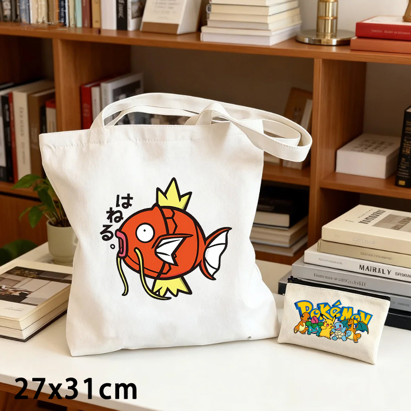 Women Bags Daily Use - 2PCS Set Tas Kanvas Pokemon dan