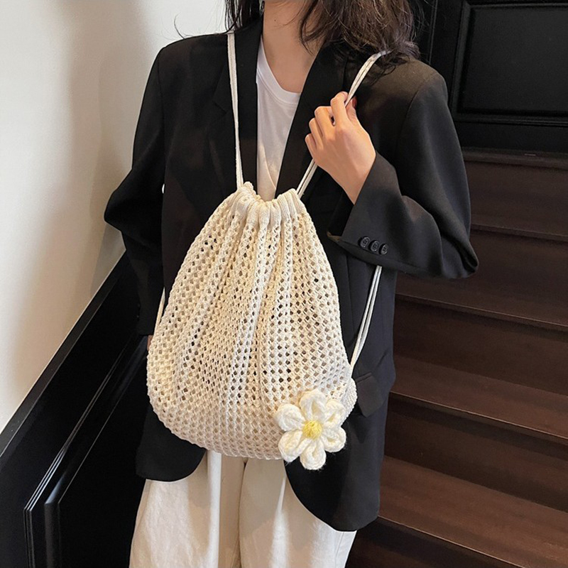 Tas Bahu Rajut Warna Solid Ran - Crochet Market Bag ulasan dan harga
