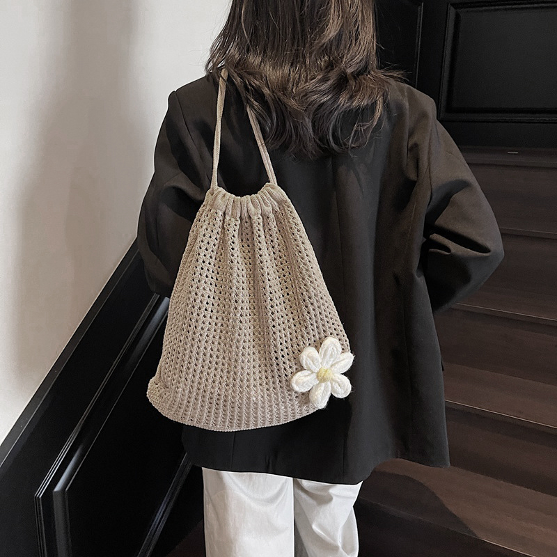 Tas Bahu Rajut Warna Solid Ran - Crochet Market Bag ulasan dan harga