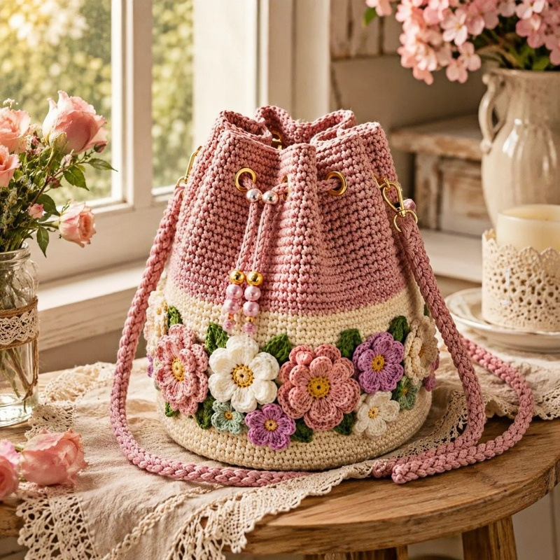 Tas Selempang Rajut Bunga Buat - Crochet Market Bag ulasan dan harga