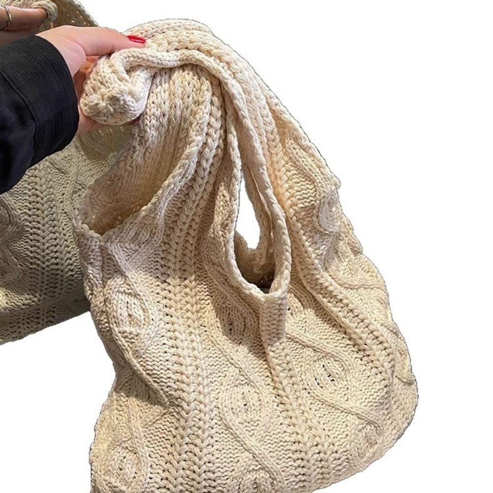Tas Tote Rajut Kepang Berpola  - Crochet Market Bag ulasan dan harga