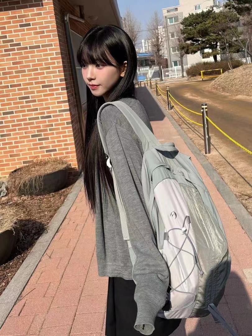 Ransel Nilon Tambal Sulam Tas  - Women Bags Grey ulasan dan harga